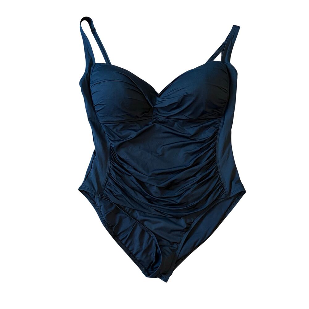 La Blanca Black One Piece Swimsuit Ruched Tummy Control Women's Bathing Suit